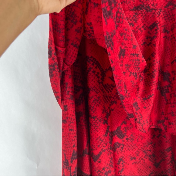 Ann Taylor Red Chiffon Snake Print Tiered Midi Skirt NWT‎ Size 12 - Picture 3 of 15